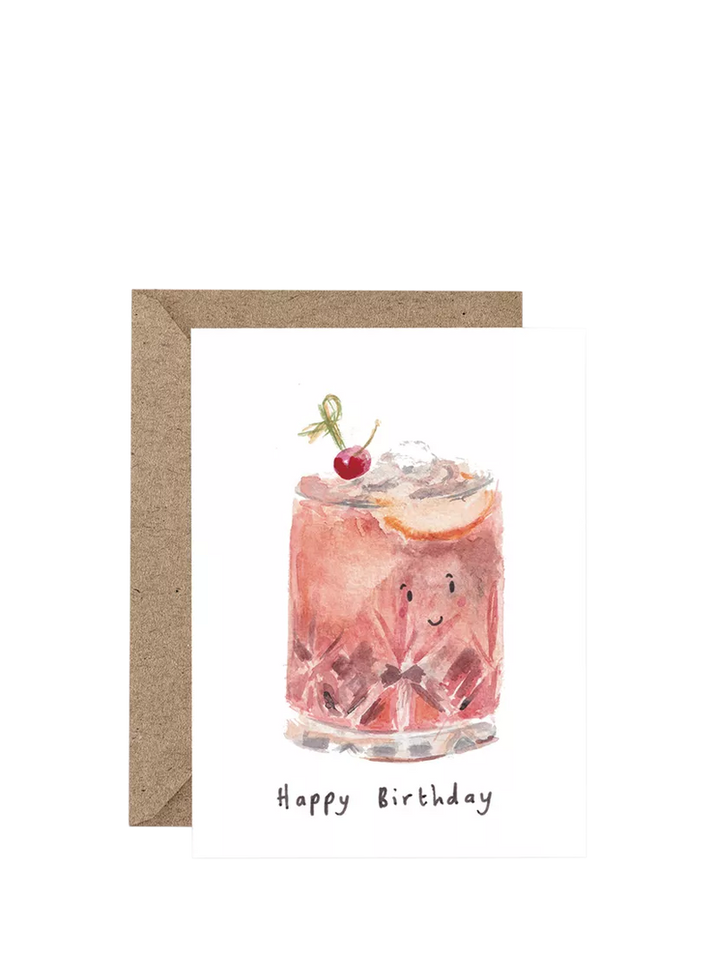 Western Sketch Old Fashioned birthday card (British brand)