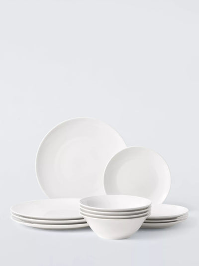 John Lewis John Lewis Eat Porcelain Dinnerware Set 12 Piece White- Buy online at McGrocer