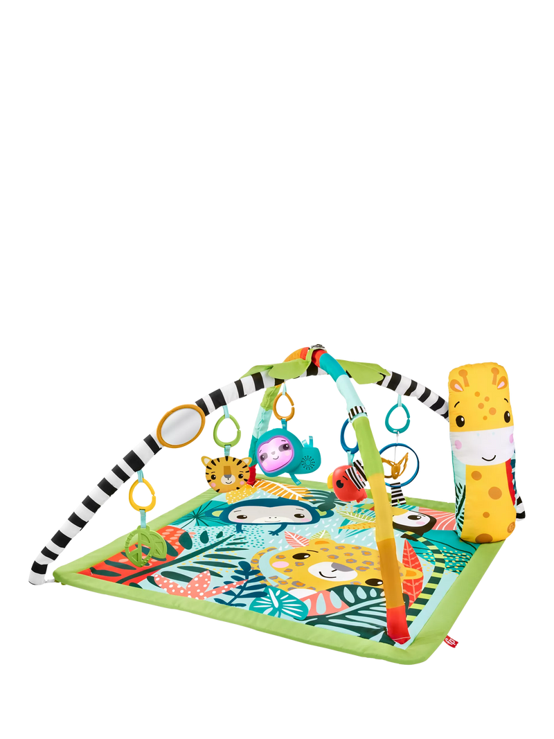 Fisher-Price 3-in-1 Rainforest sensory gym baby activity toy (British brand)