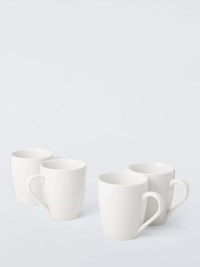 John Lewis John Lewis Eat Porcelain Mugs Set of 4 355ml White- Buy online at McGrocer