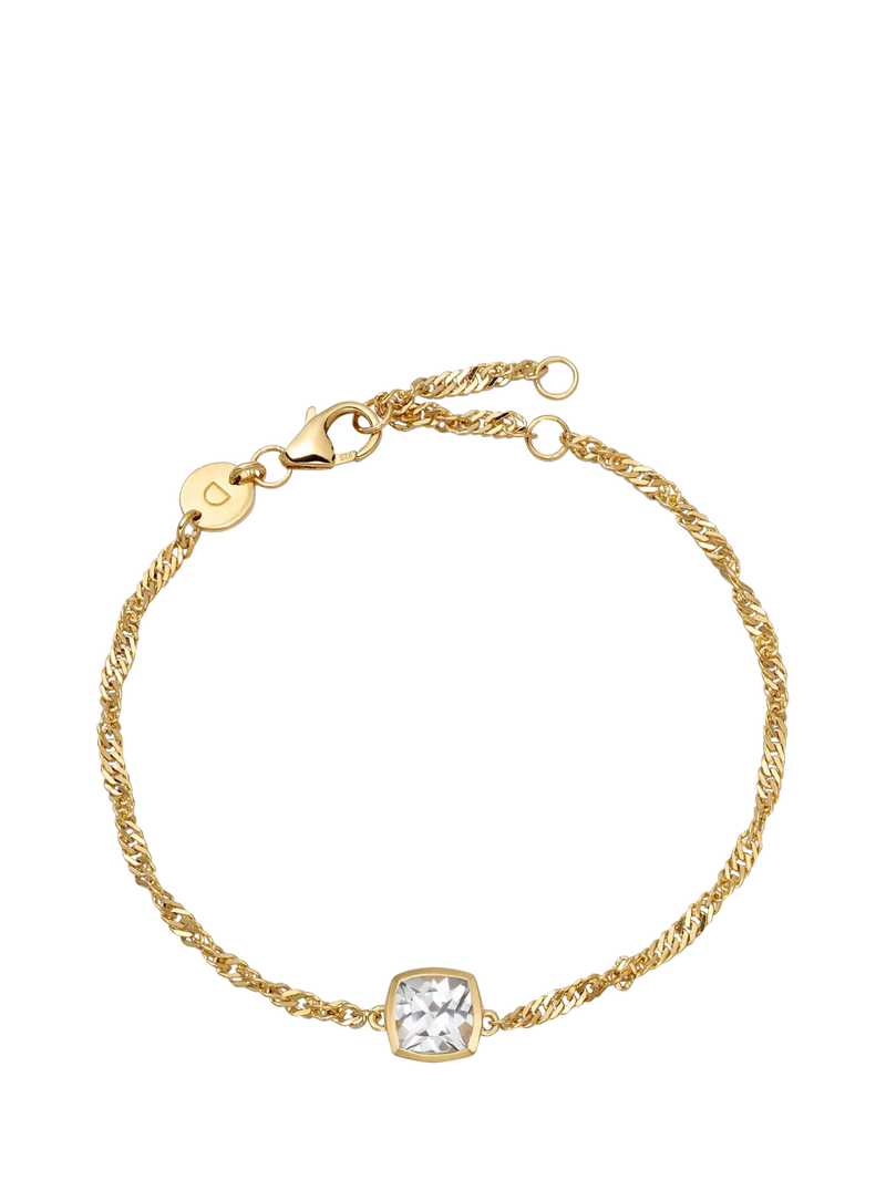 Daisy London Moonstone birthstone bracelet, gold plated (British brand)