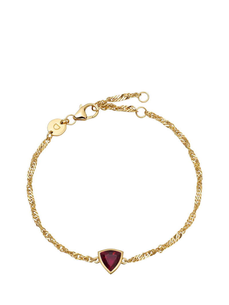 Daisy London ruby bracelet gold plated silver, imported from the UK