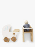 Le Toy Van wooden dollhouse nursery set with baby buggy and high chair (British brand)