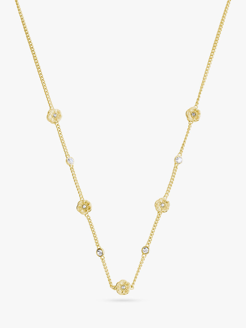 Coach curb chain necklace, gold-toned with crystal stones, imported from the UK