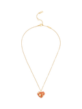 Coach gold toned floral heart necklace brown pendant - British product