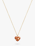Coach gold toned floral heart necklace brown pendant - British product