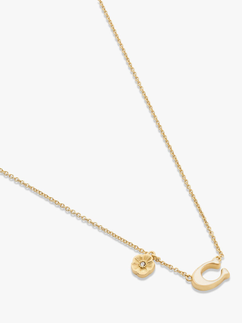 Coach sculpted C chain necklace in chalk and gold tone (British brand)
