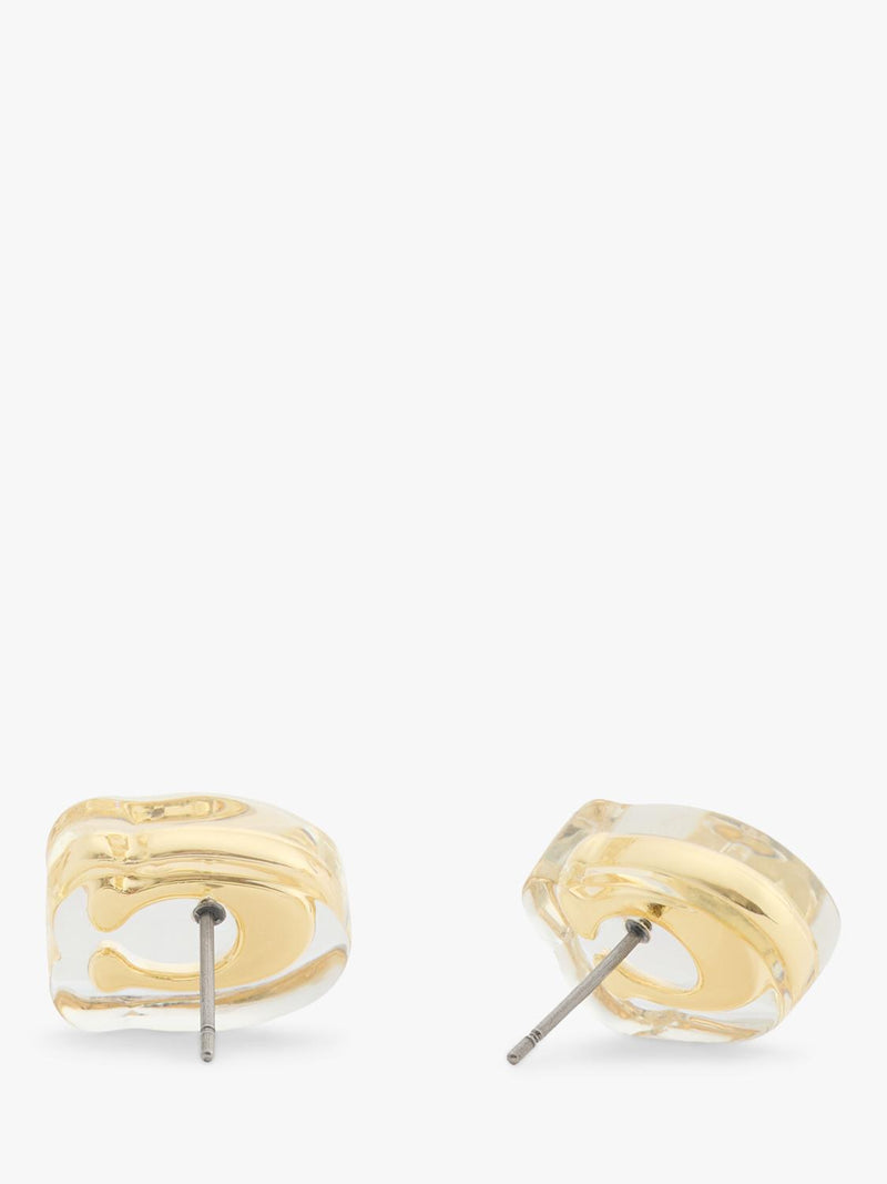Coach gold stud earrings sculpted C lucite, UK version