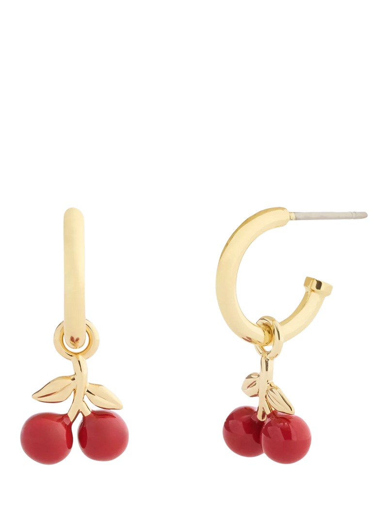 Coach cherry huggie earrings red charm gold toned (British brand)