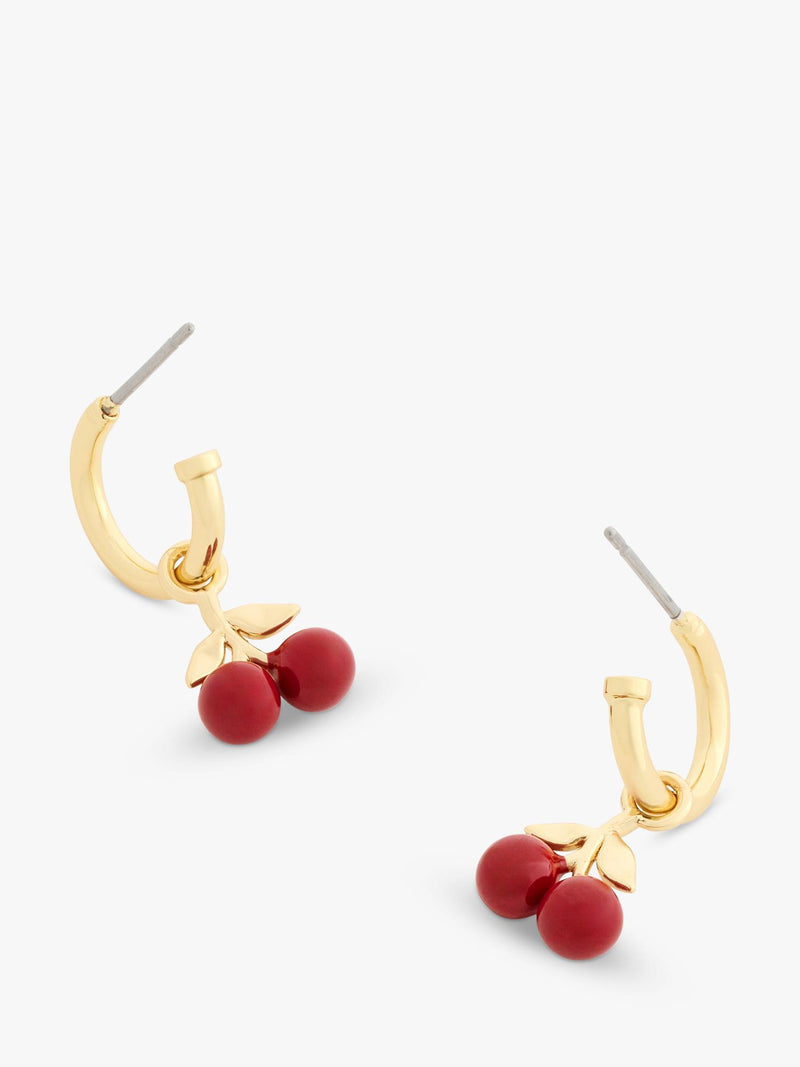 Coach cherry huggie earrings red charm gold toned (British brand)