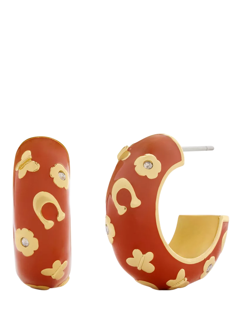 Coach Signature C Open Hoop Earrings brown 20mm, UK version