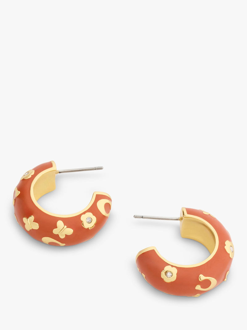 Coach Signature C Open Hoop Earrings brown 20mm, UK version