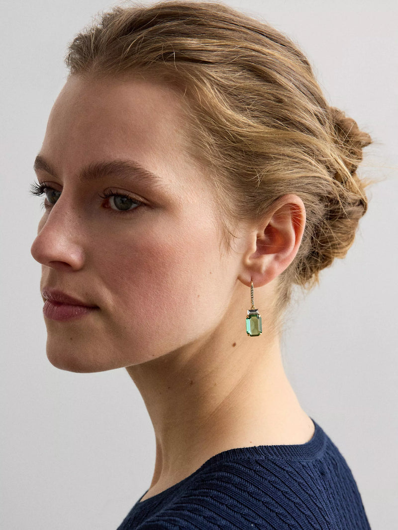 Ralph Lauren drop earrings gold tone green erinite, imported from the UK