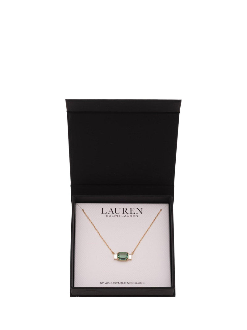 Lauren Ralph Lauren green glass pendant necklace with gold tone (British brand)