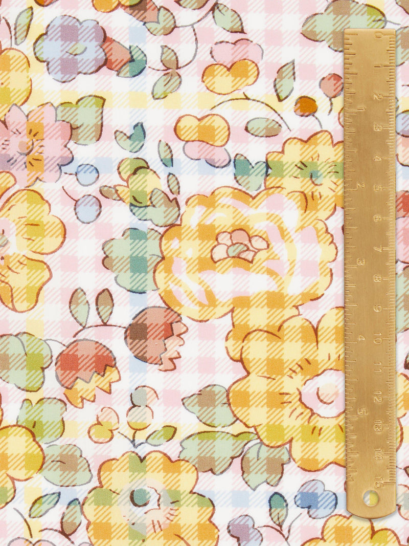Liberty Tana Lawn Betsy Check fabric yellow, imported from the UK