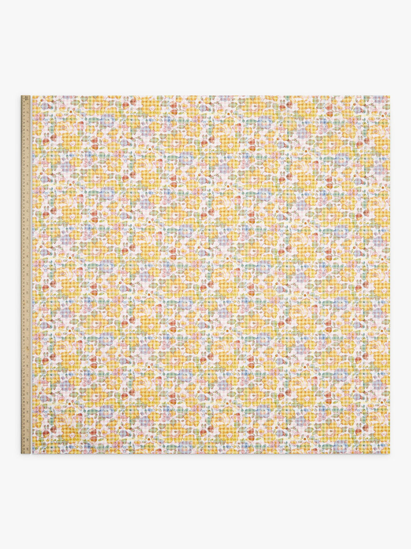Liberty Tana Lawn Betsy Check fabric yellow, imported from the UK