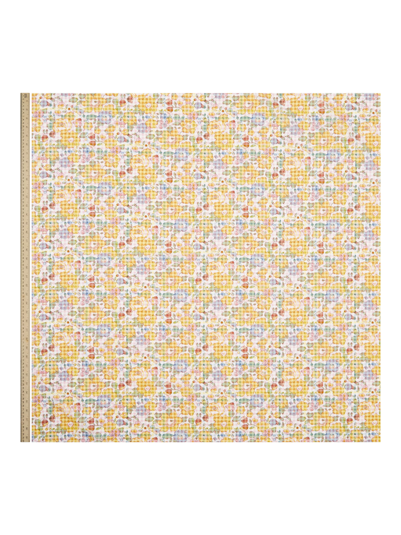 Liberty Tana Lawn Betsy Check fabric yellow, imported from the UK