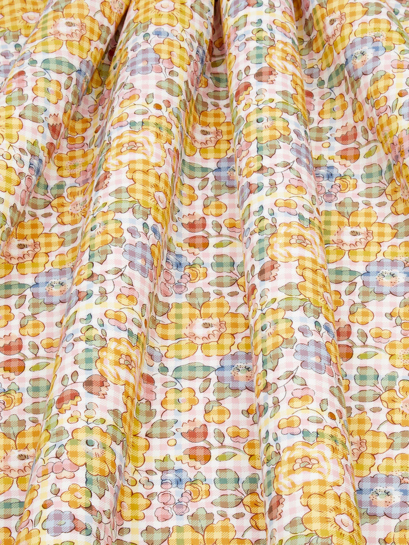 Liberty Tana Lawn Betsy Check fabric yellow, imported from the UK
