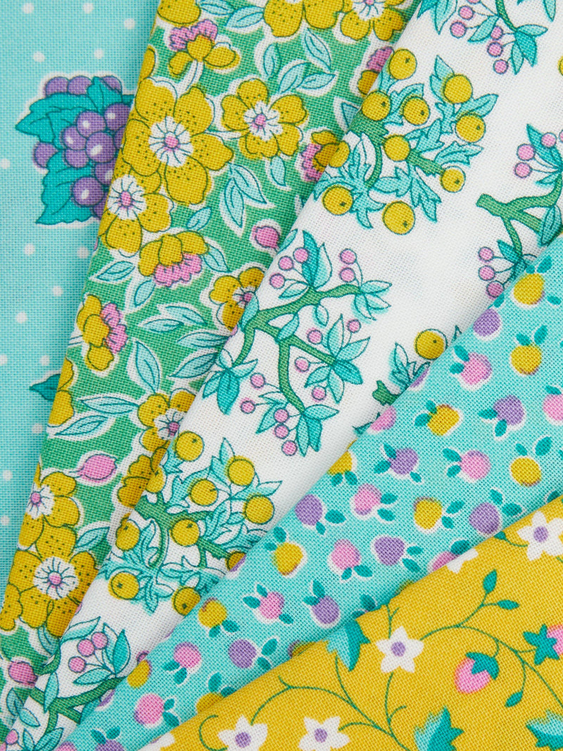 Liberty Fabrics cotton fat quarter pack of 5 green, imported from the UK