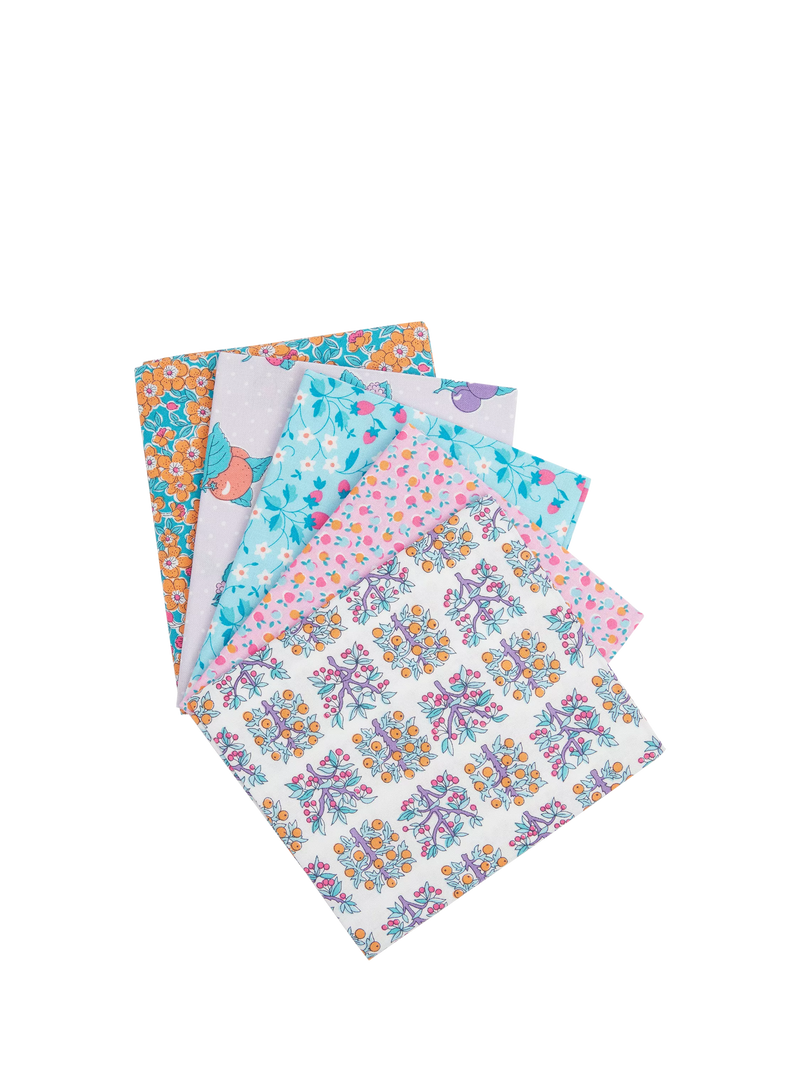 Liberty Fabrics cotton fat quarter quilting fabric Lilac pack of 5 (British brand)