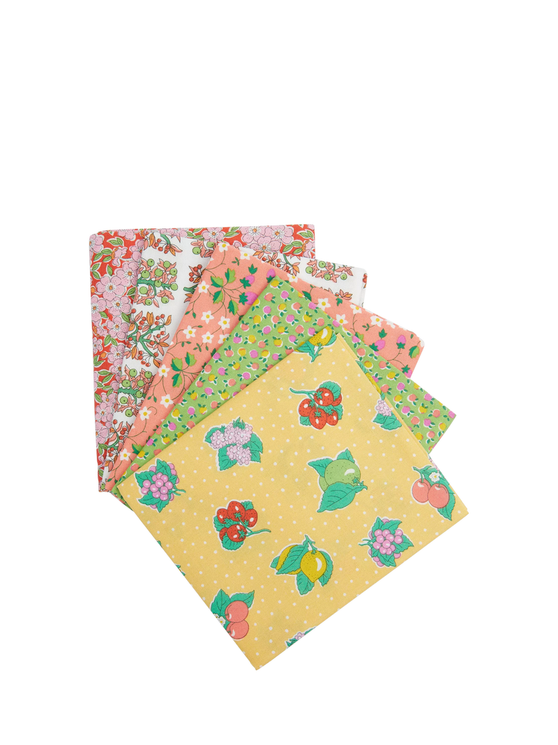 Liberty Fabrics fat quarter pack of 5 yellow Lasenby cotton (British brand)