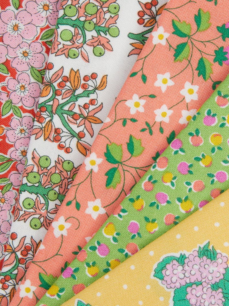 Liberty Fabrics fat quarter pack of 5 yellow Lasenby cotton (British brand)