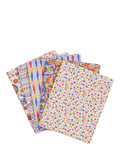John Lewis Liberty Fabrics Summer Fair Collection Fat Quarter Quilting Fabric Blue/Red Pack of 5- Buy online at McGrocer