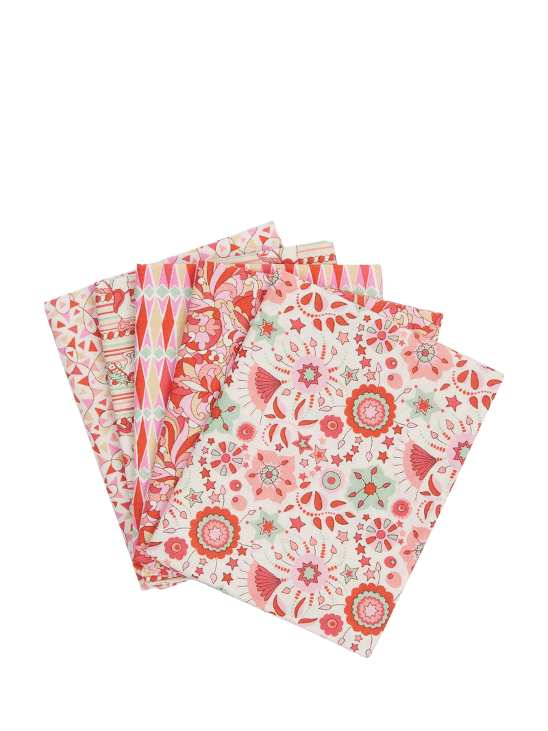 Liberty Fabrics Summer Fair quilting fabric pack of 5 red green (British brand)