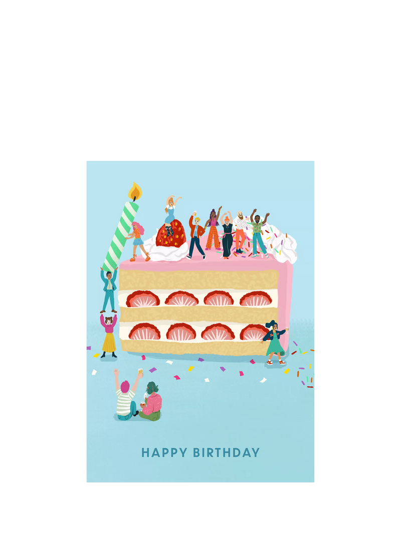 The London Studio strawberry birthday cake card, imported from the UK