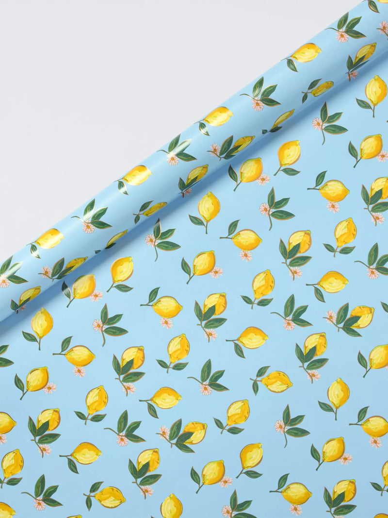 Elizabeth Scarlett Blue Lemons wrapping paper 3m (British brand)