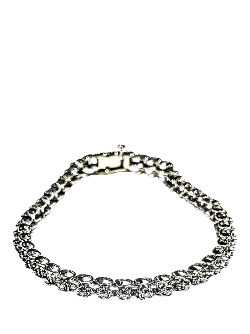 L & T Heirlooms pre-loved 9ct white gold diamond bracelet 18cm - British product
