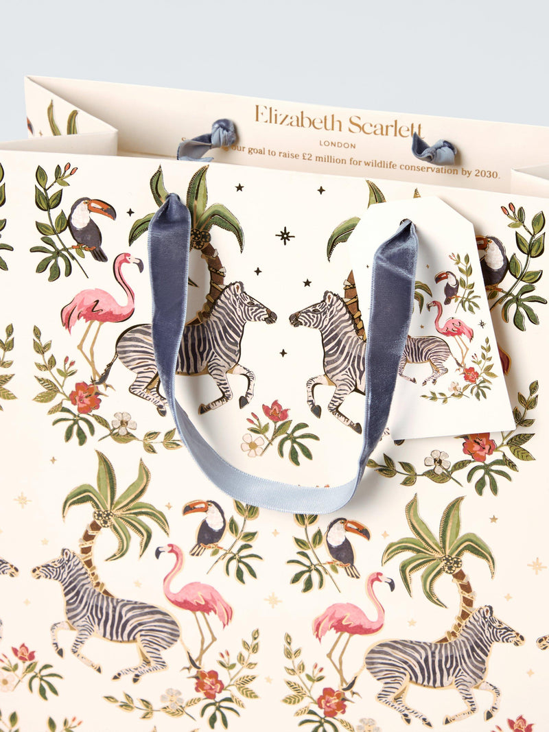 Elizabeth Scarlett jungle zebra medium gift bag (British brand)