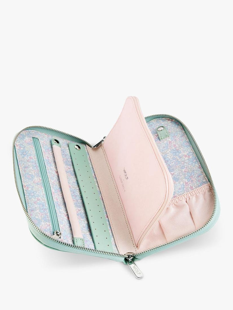 WOLF x Liberty Julia travel jewellery portfolio sage - British product