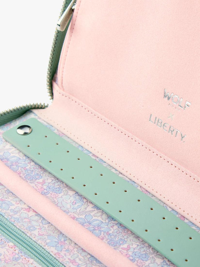 WOLF x Liberty Julia travel jewellery portfolio sage - British product