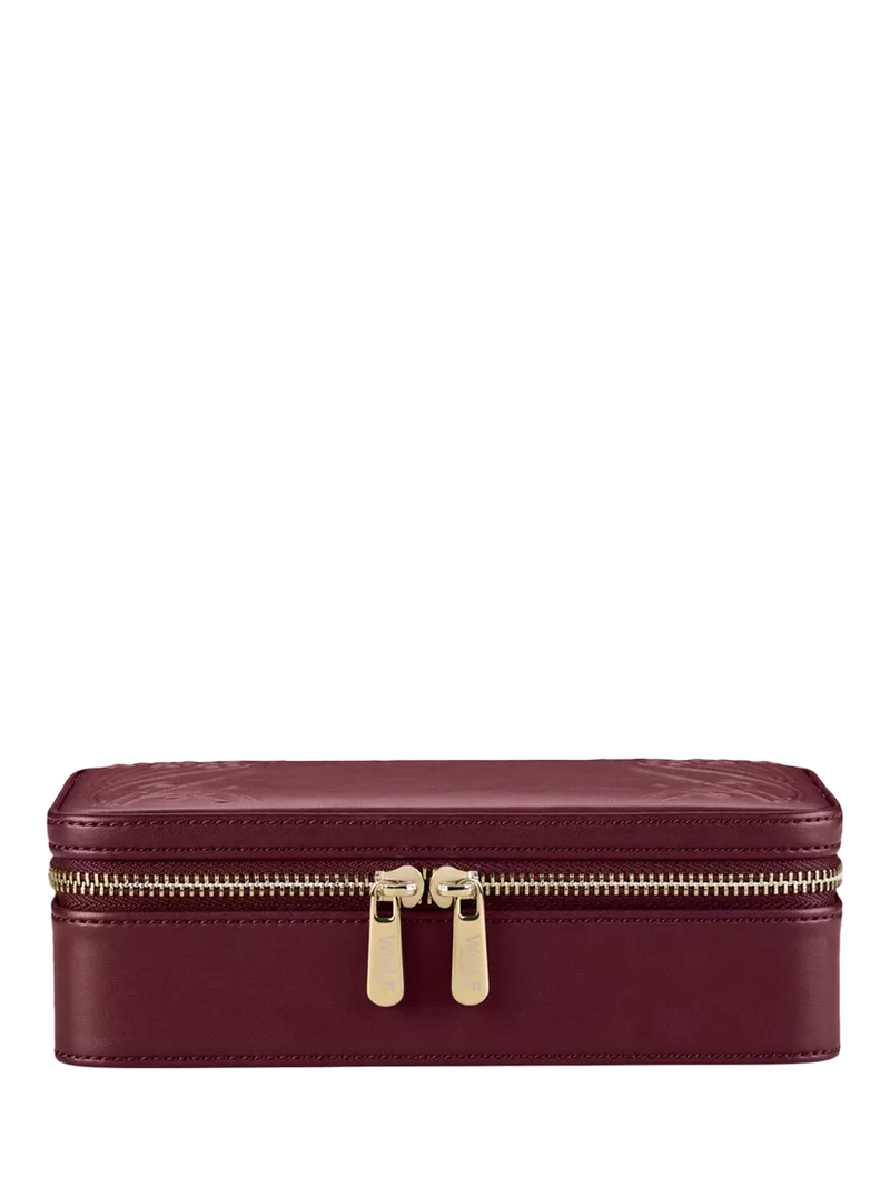 WOLF x Liberty burgundy jewellery zip case (British brand)