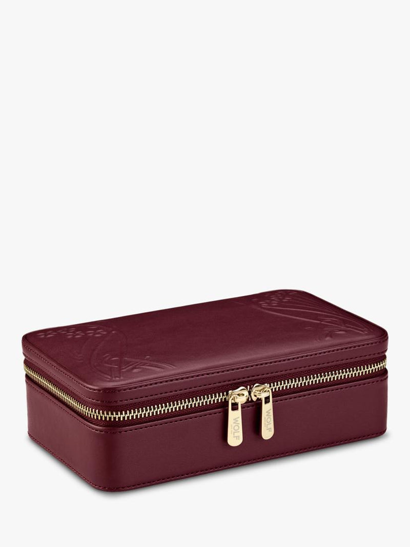 WOLF x Liberty burgundy jewellery zip case (British brand)