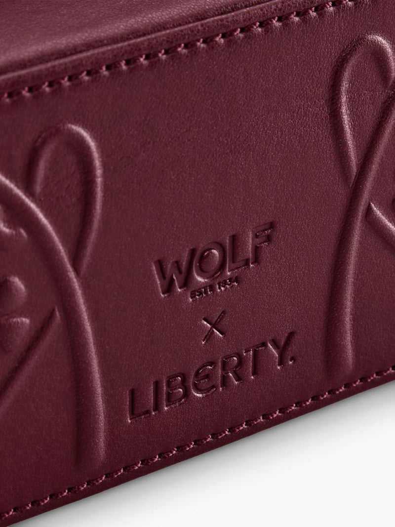 WOLF x Liberty burgundy jewellery zip case (British brand)