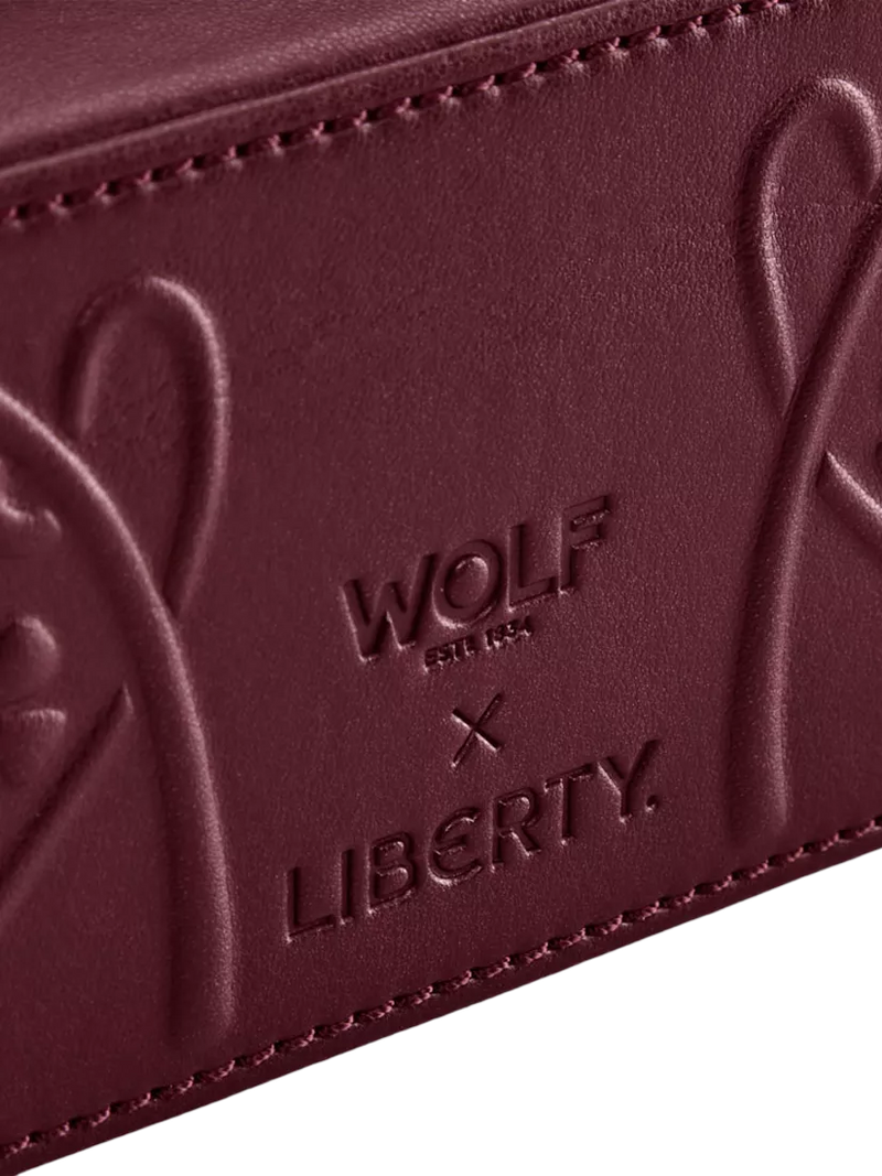 WOLF x Liberty burgundy jewellery zip case (British brand)