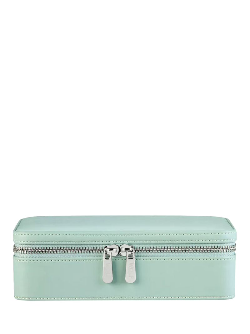 WOLF x Liberty Julia medium jewellery zip case in sage (British brand)