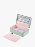 WOLF x Liberty Julia medium jewellery zip case in sage (British brand)