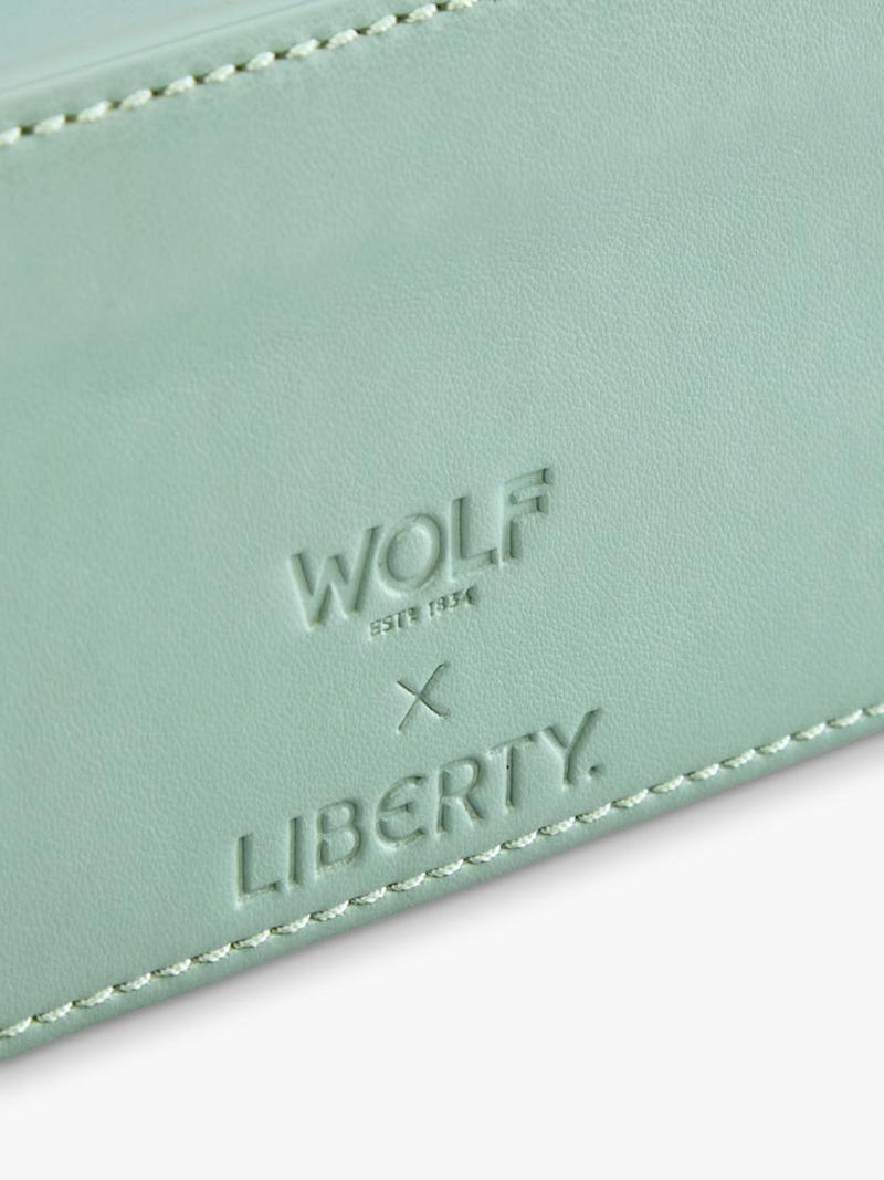 WOLF x Liberty Julia medium jewellery zip case in sage (British brand)