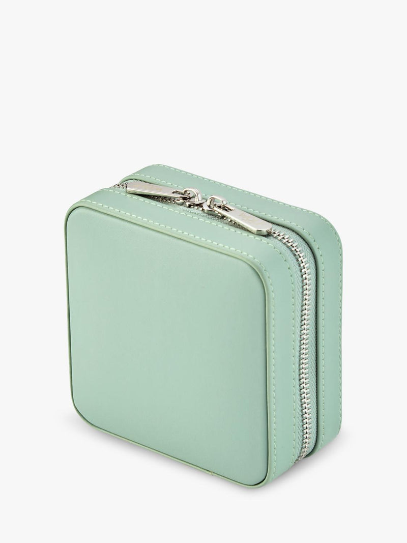 WOLF Julia Small jewellery zip case in sage, imported from the UK