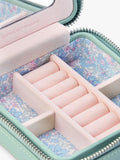 WOLF Julia Small jewellery zip case in sage, imported from the UK