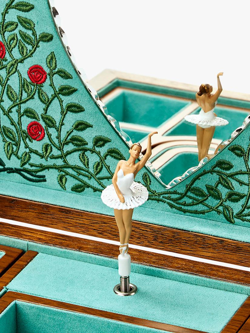 WOLF musical jewellery box walnut wood veneer ballerina (British brand)