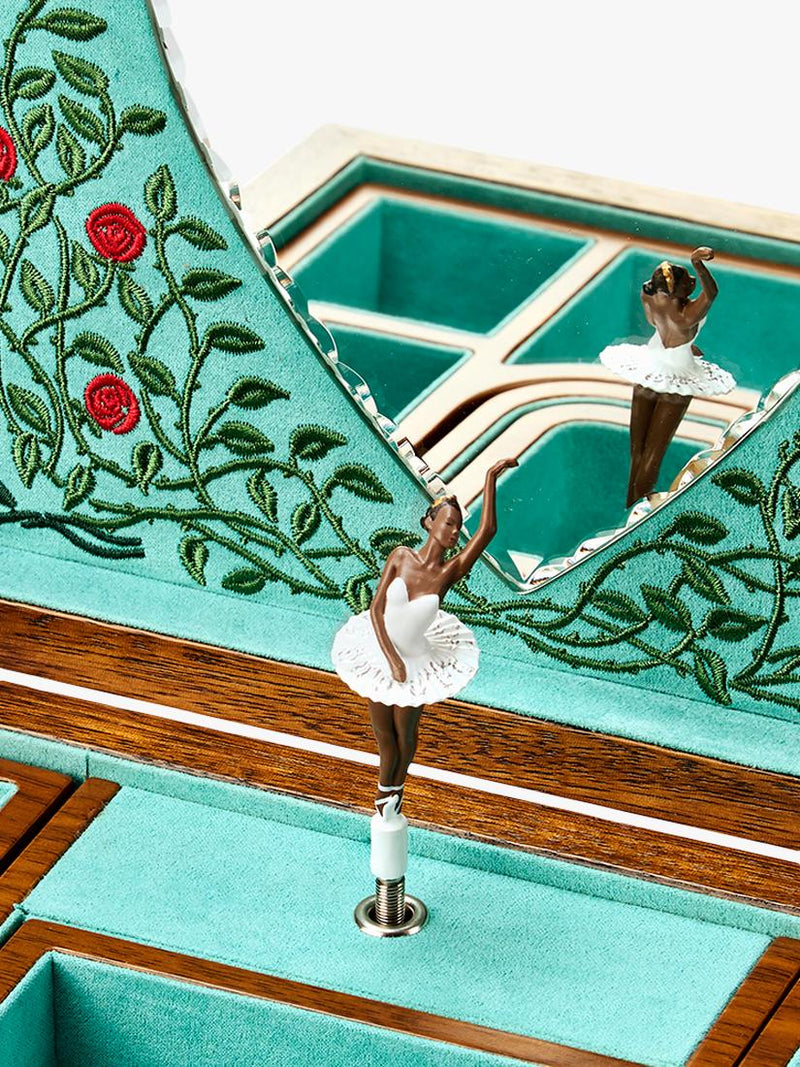 WOLF musical jewellery box walnut wood veneer ballerina (British brand)