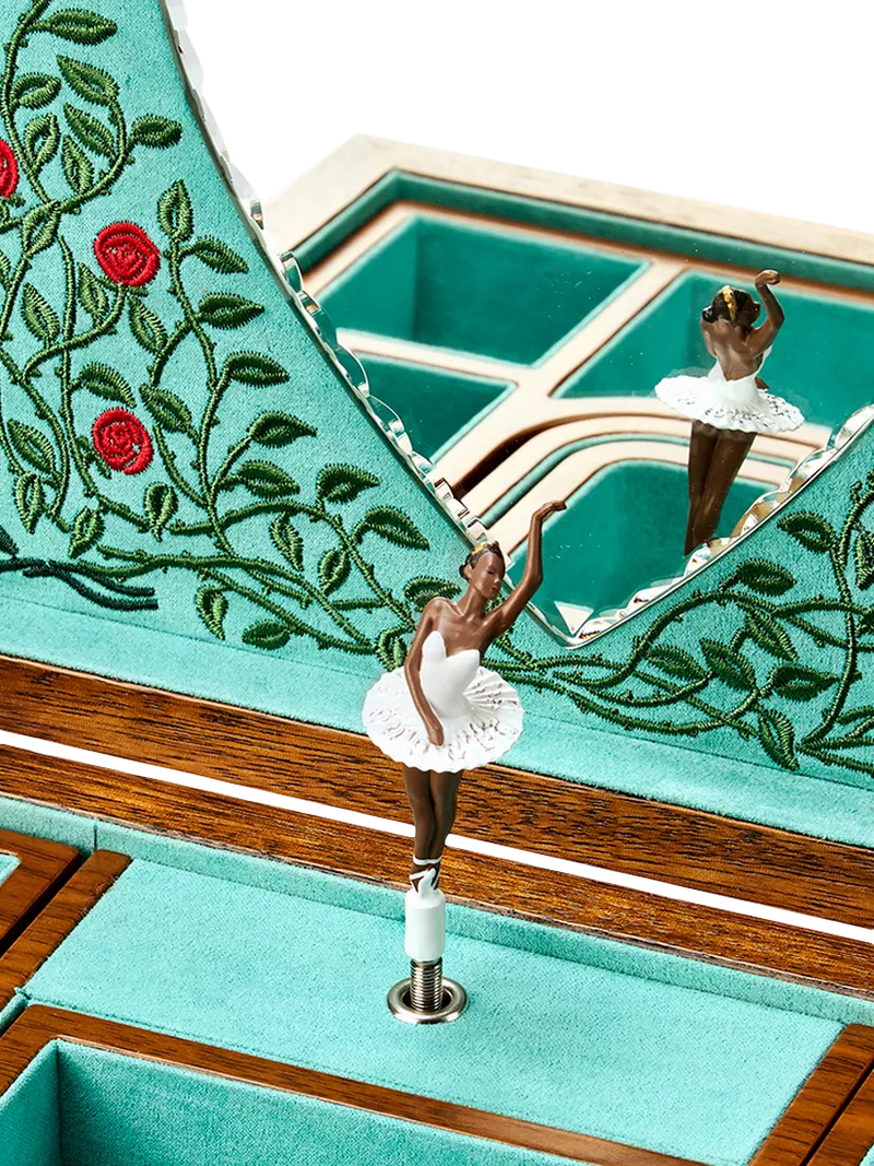 WOLF musical jewellery box walnut wood veneer ballerina (British brand)