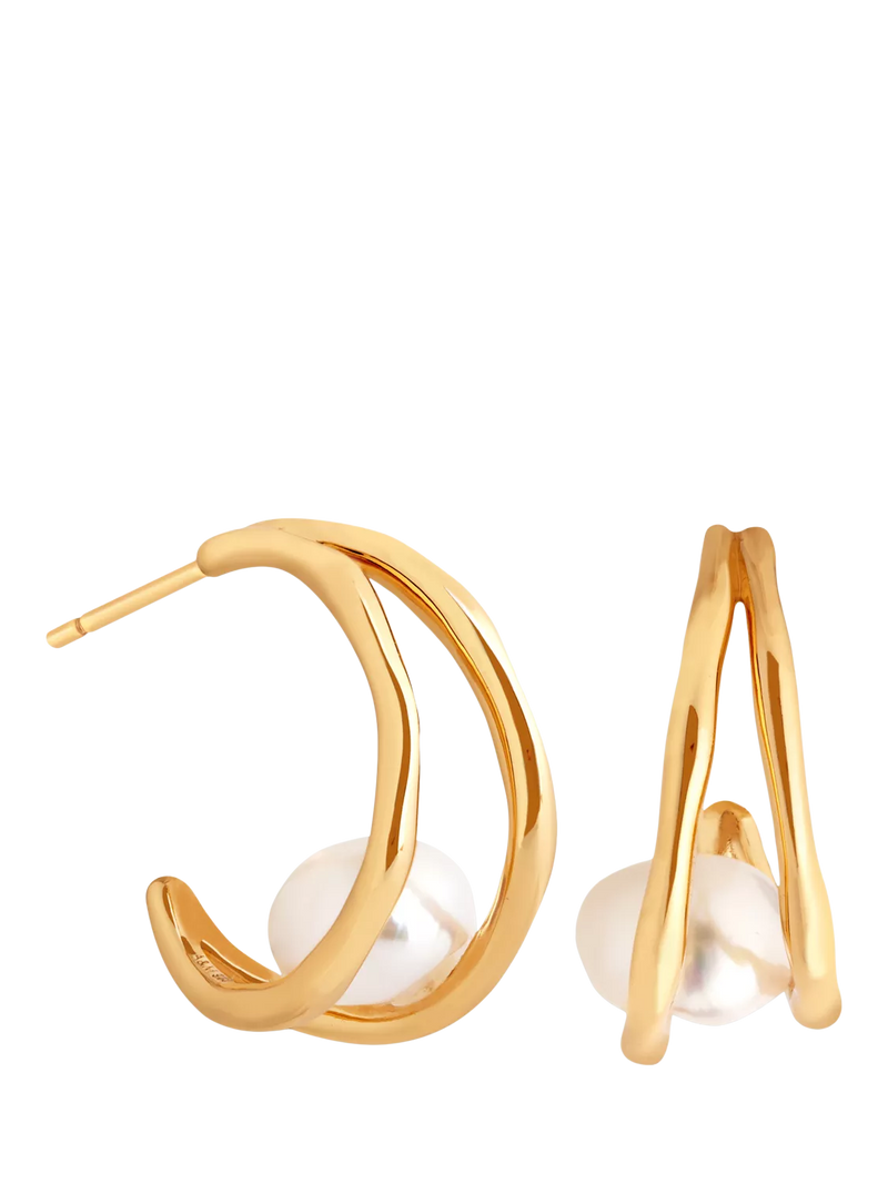 Astrid & Miyu gold pearl hoop earrings - British product