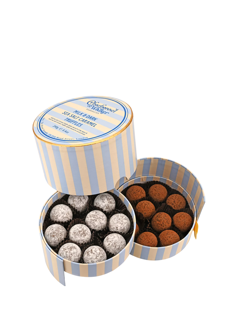 Charbonnel et Walker truffles milk and dark sea salt caramel 240g, imported from the UK