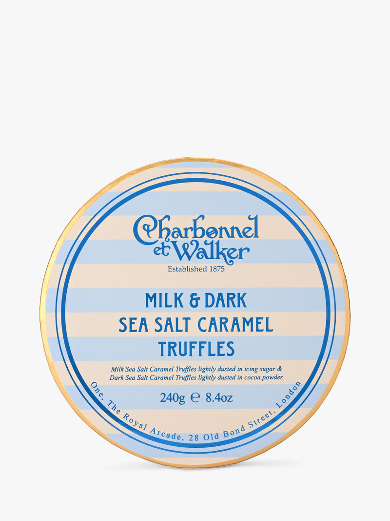 Charbonnel et Walker truffles milk and dark sea salt caramel 240g, imported from the UK