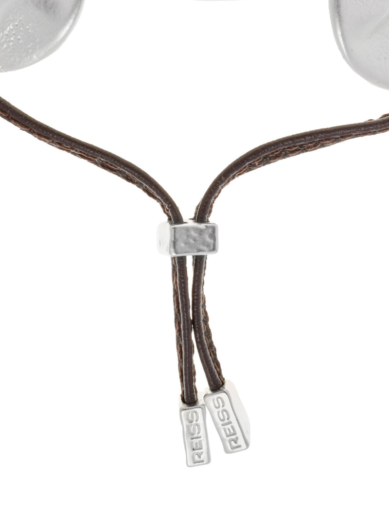 Reiss Ona organic cord bracelet silver tone plated, UK version